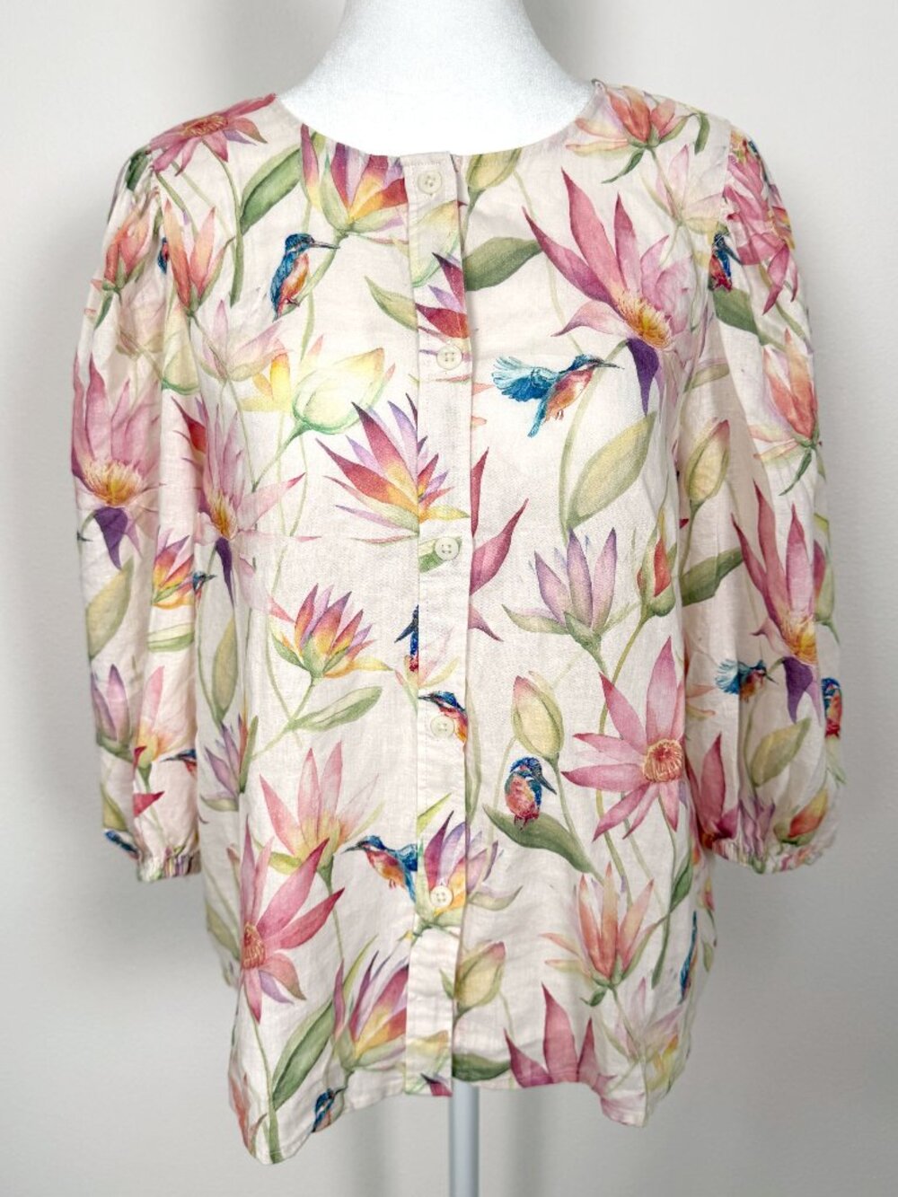 H&M Linen Blend Floral Blouse Size M